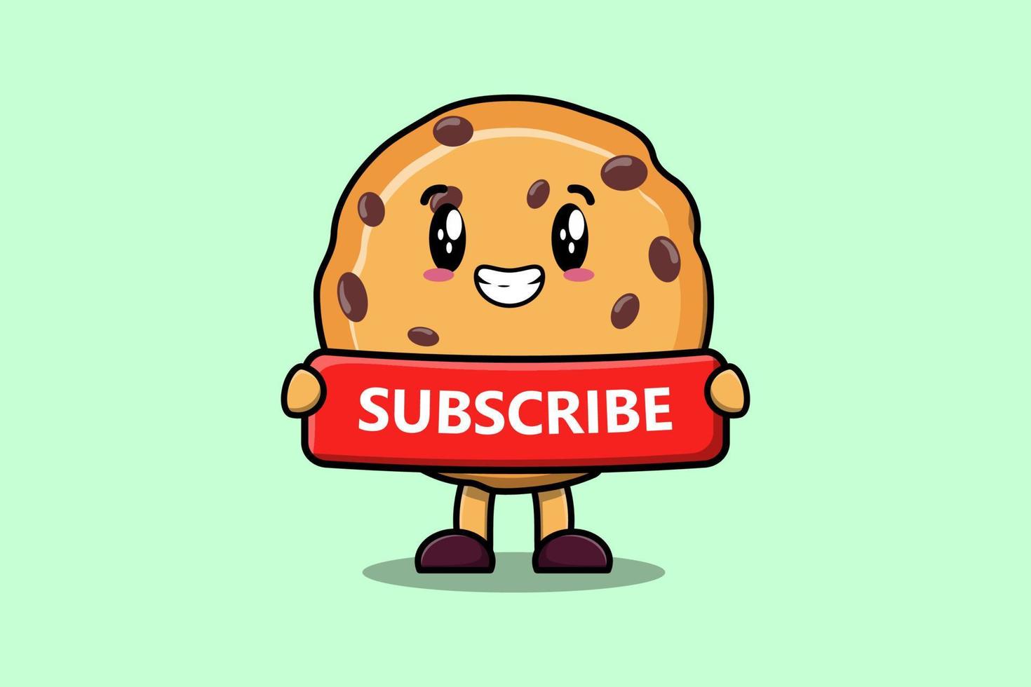 Cute cartoon Biscuits holding red subscribe board 13400191 Vector