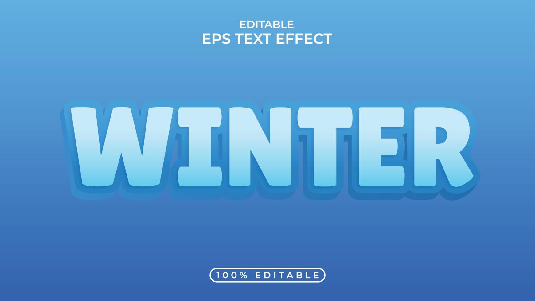 Winter Editable 3d blue color text effect Design vector