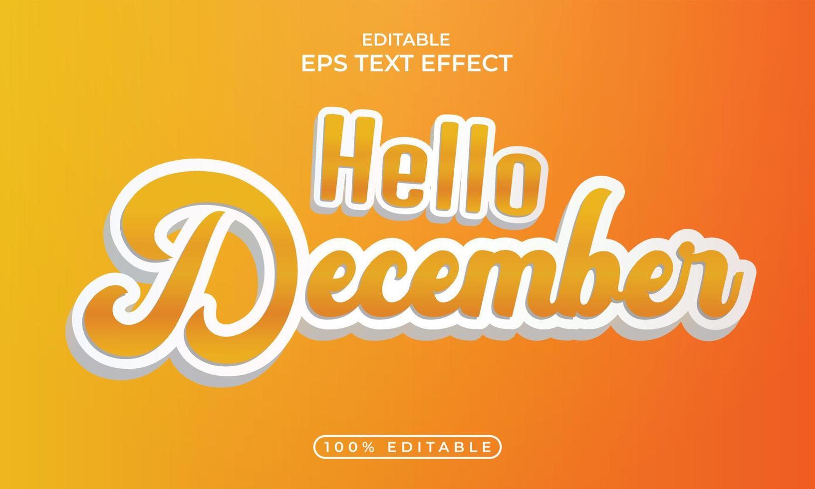 Text style effect with hello December celebration template vector