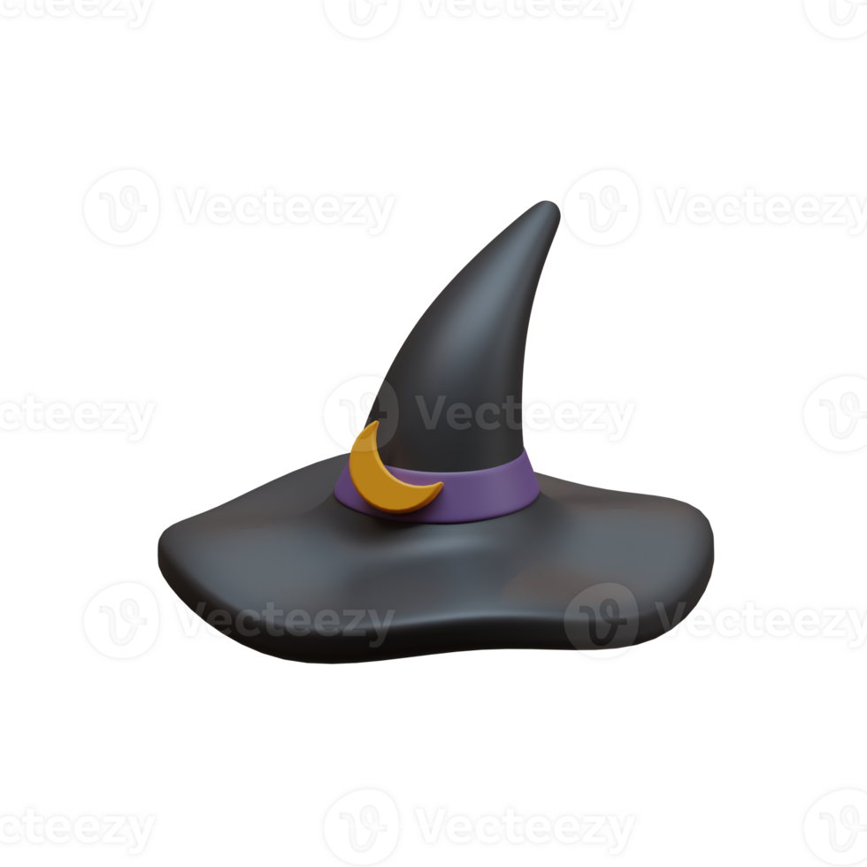 3d rendering of isolated witch hat Halloween icon png