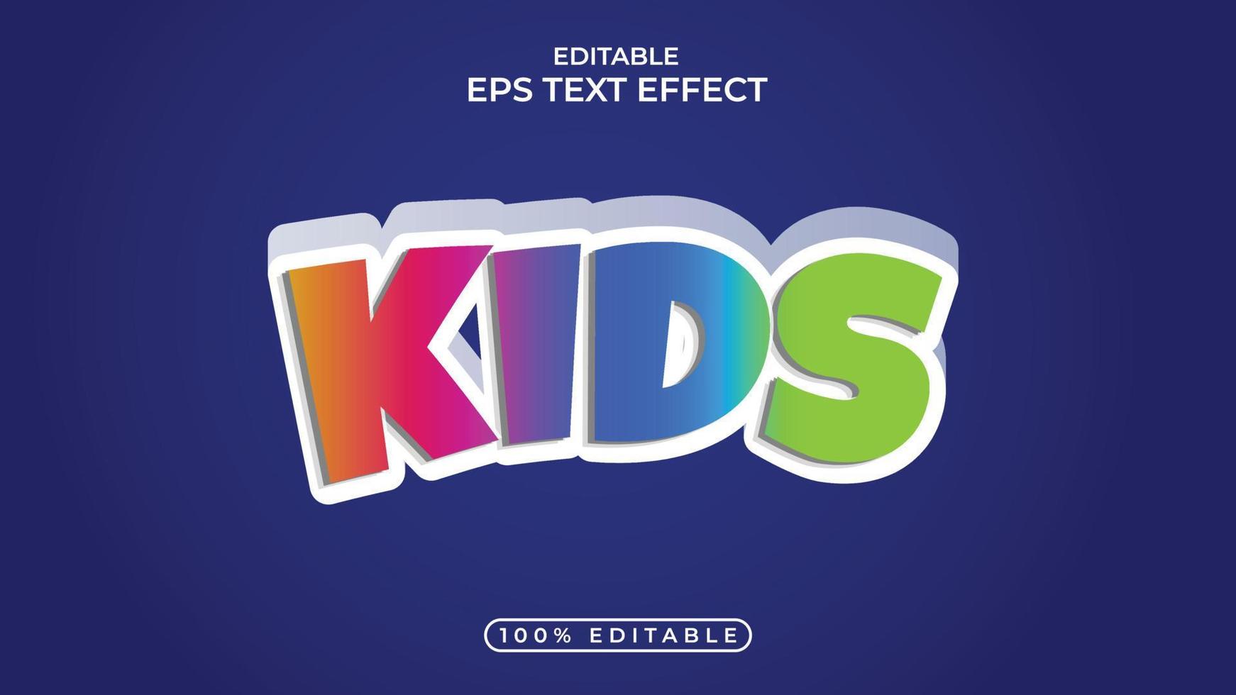 Kids Editable 3d colorful text effect Design vector