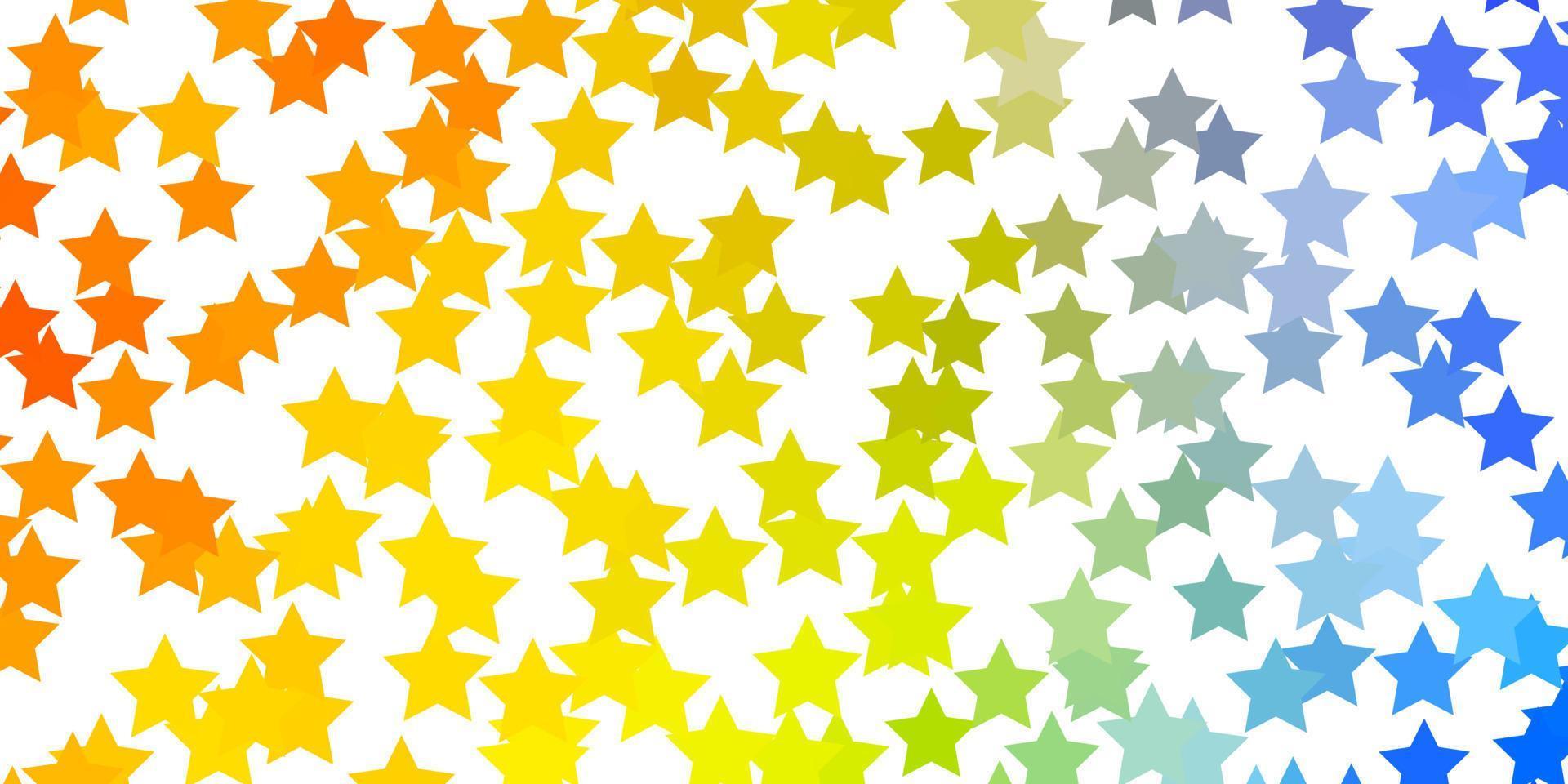 Light Blue, Yellow vector background with colorful stars.