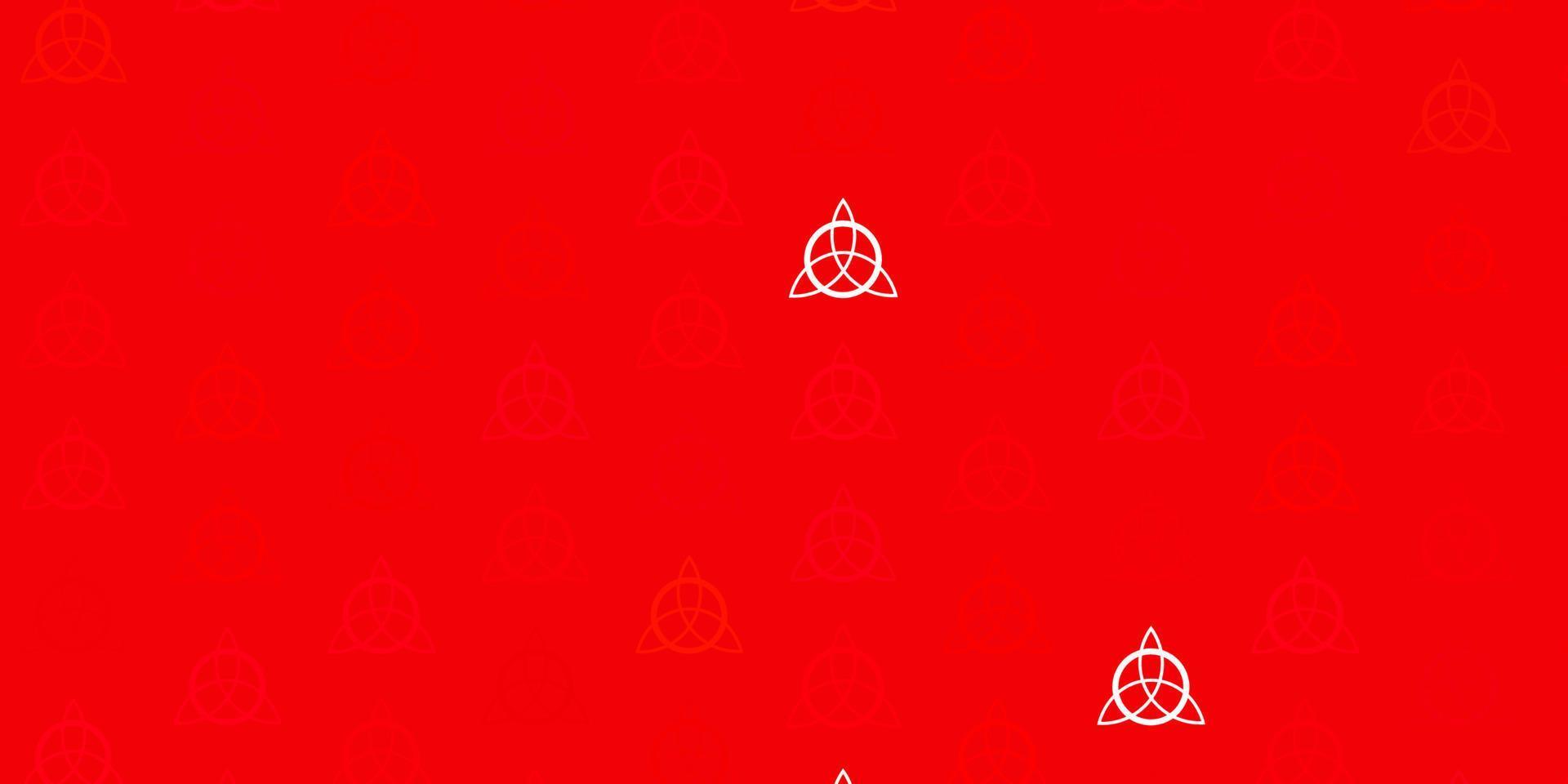 textura de vector rojo claro con símbolos religiosos.