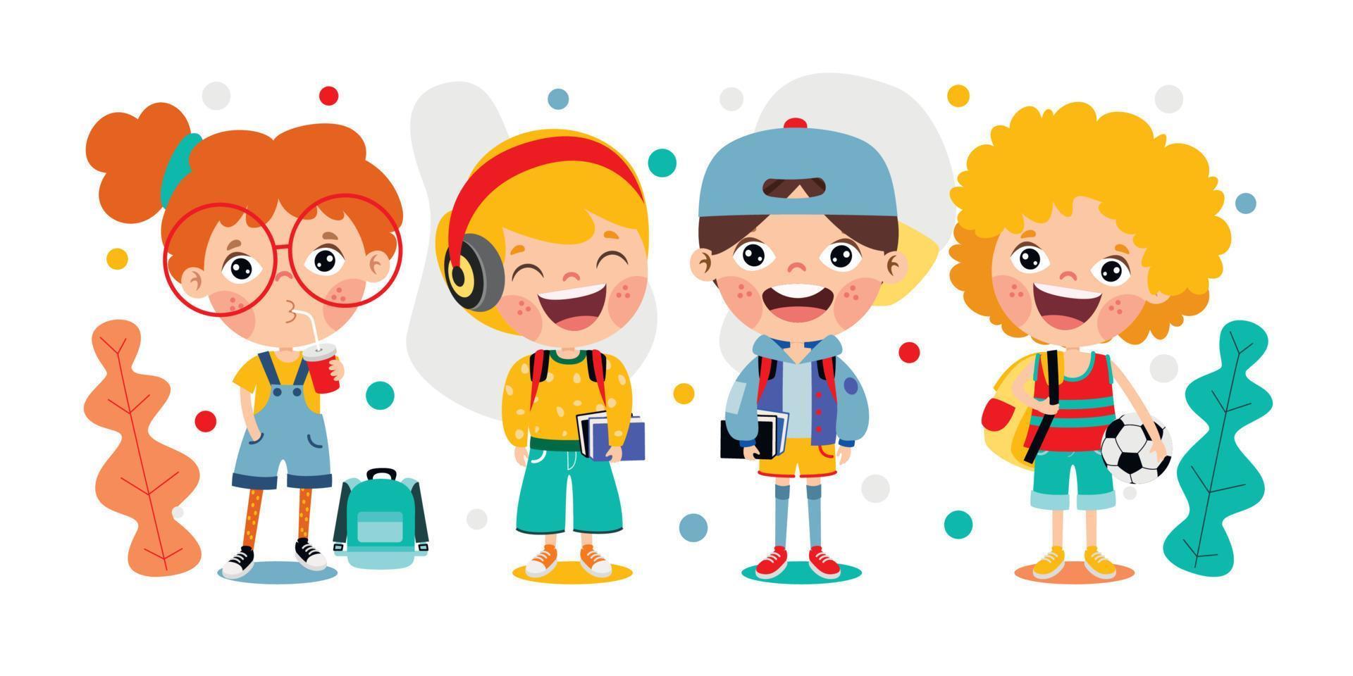 Education Concept With Cartoon Students vector