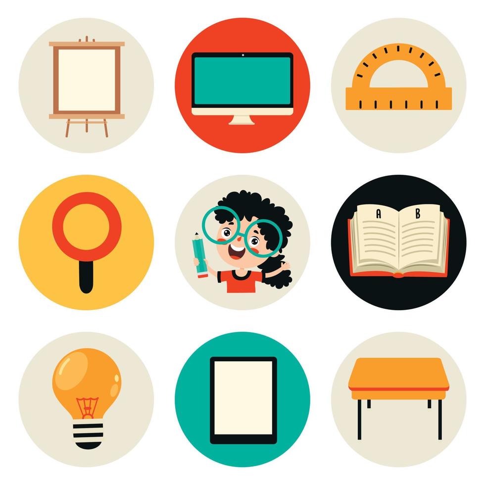 conjunto de iconos de educación plana vector