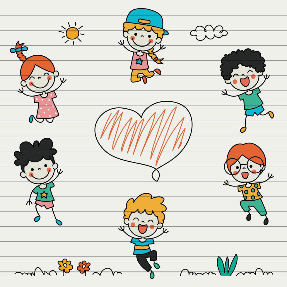 Hand Drawn Funny Cartoon Children vector