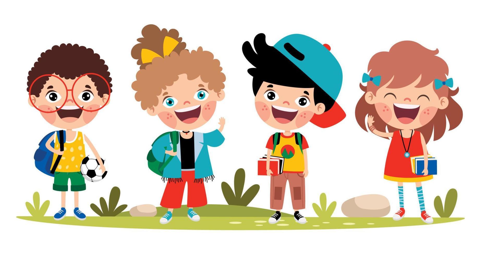 Education Concept With Cartoon Students vector