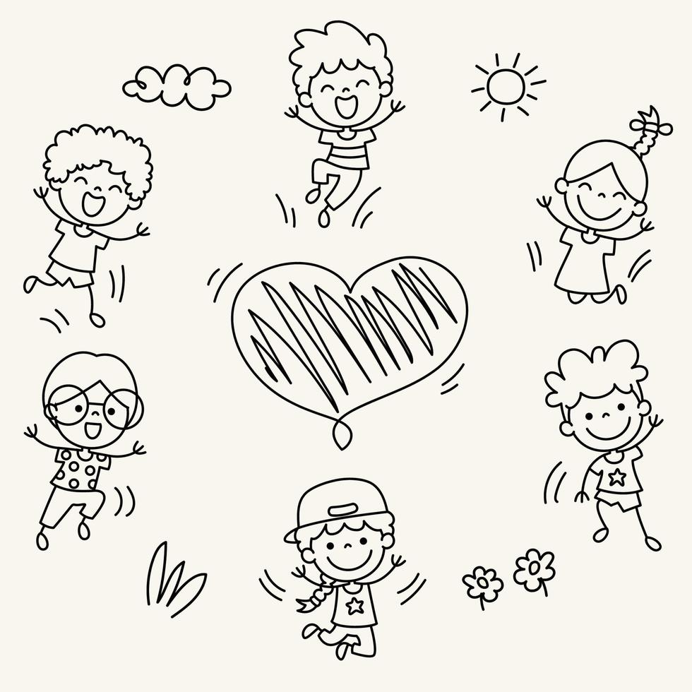 Hand Drawn Funny Cartoon Children vector