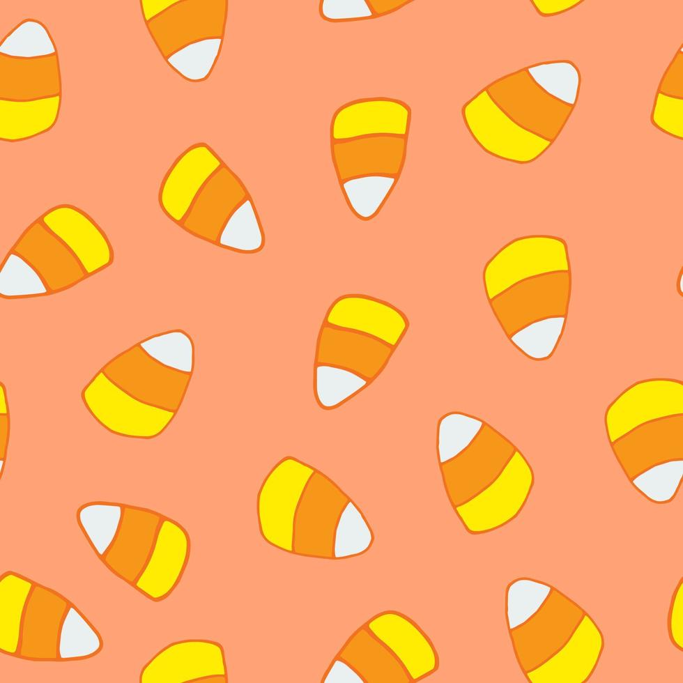candy corn seamless pattern. background hand drawn in doodle style. halloween holiday decor vector