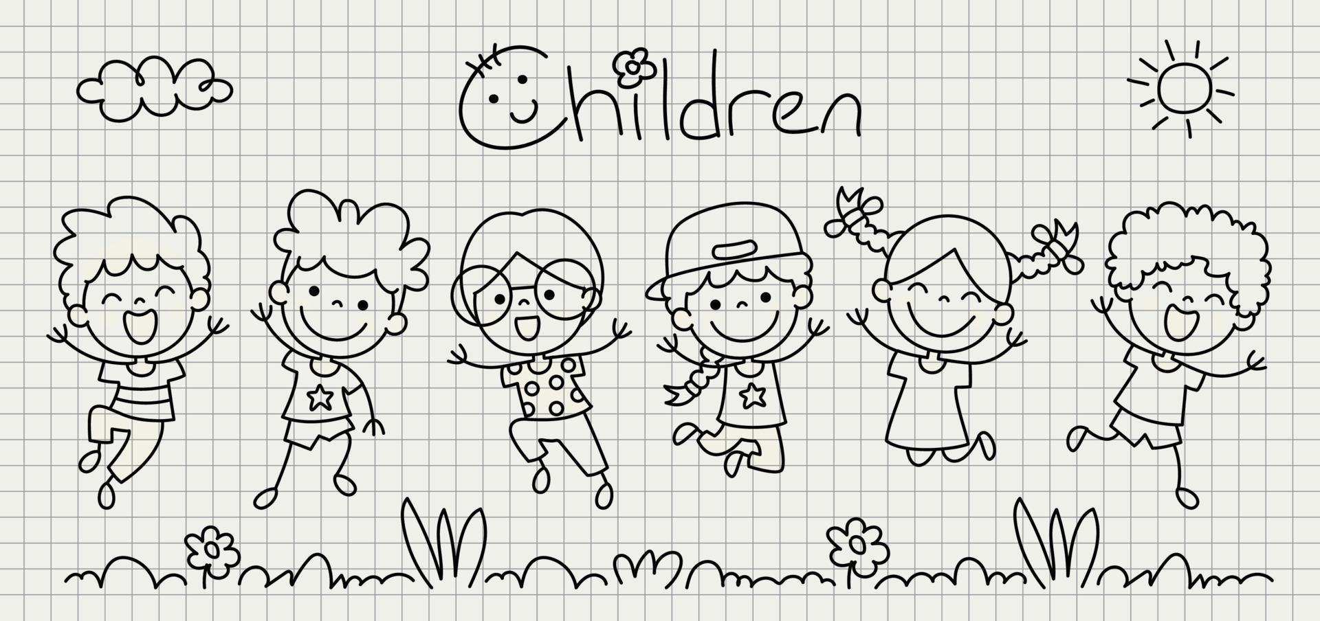 Hand Drawn Funny Cartoon Children vector