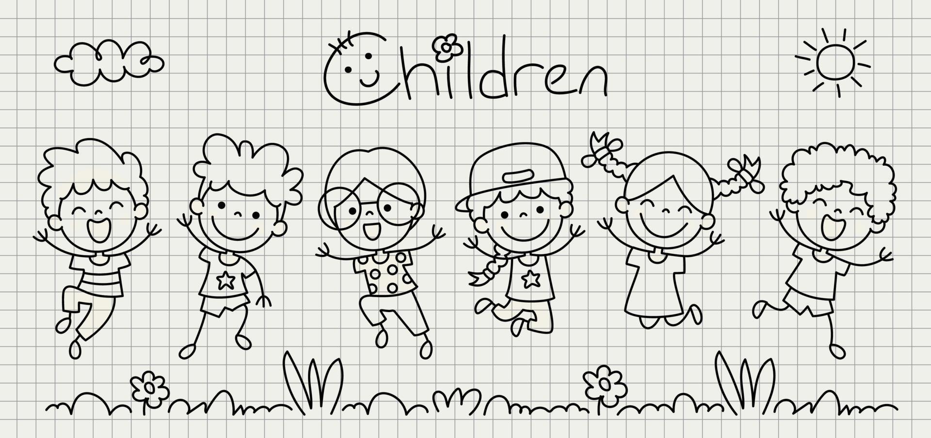 Hand Drawn Funny Cartoon Children vector