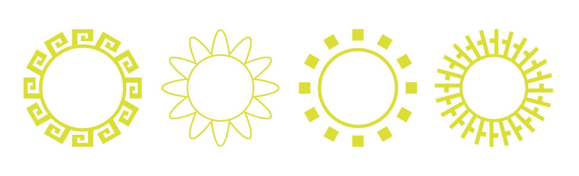 Collection of 4 pieces of abstract different yellow sun on white background - Vector