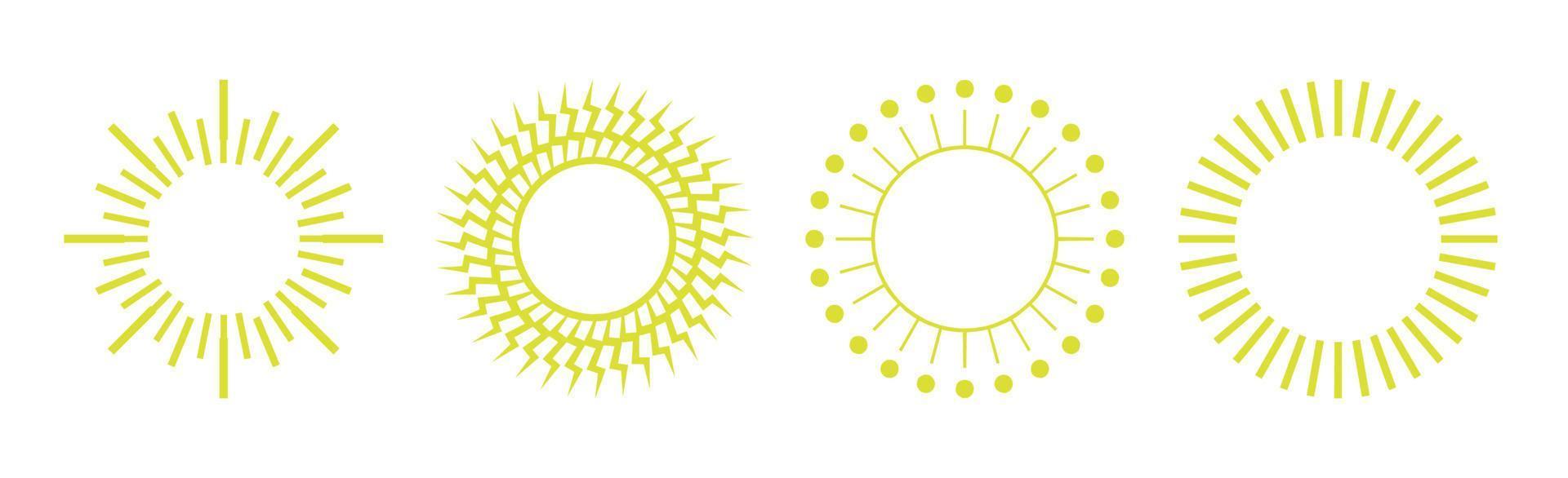 Collection of 4 pieces of abstract different yellow sun on white background - Vector