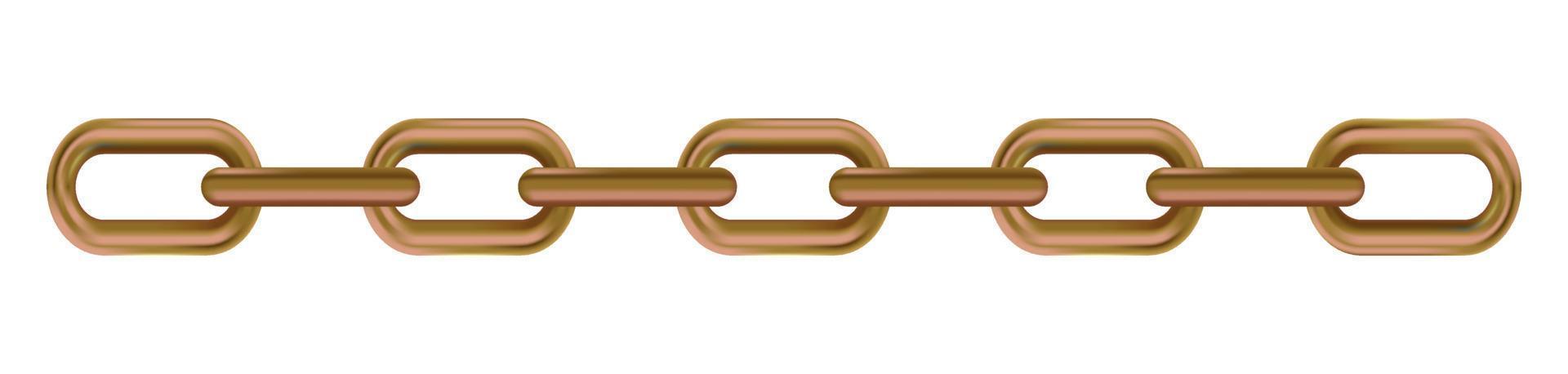 Metal realistic bronze chain on white panoramic background - Vector