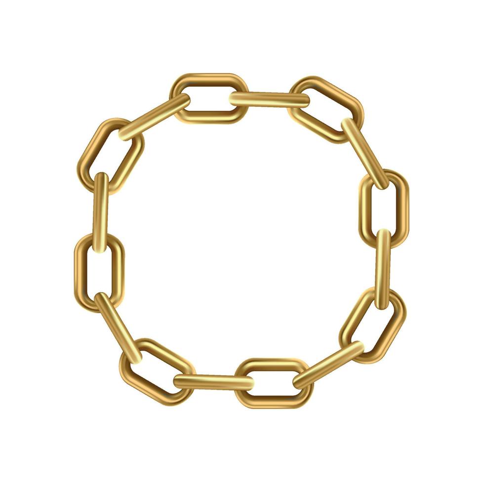 Metal realistic golden chain on white panoramic background - Vector