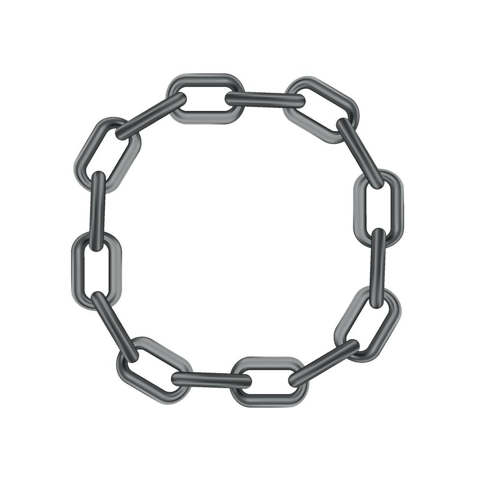 Metal realistic black chain on white panoramic background - Vector