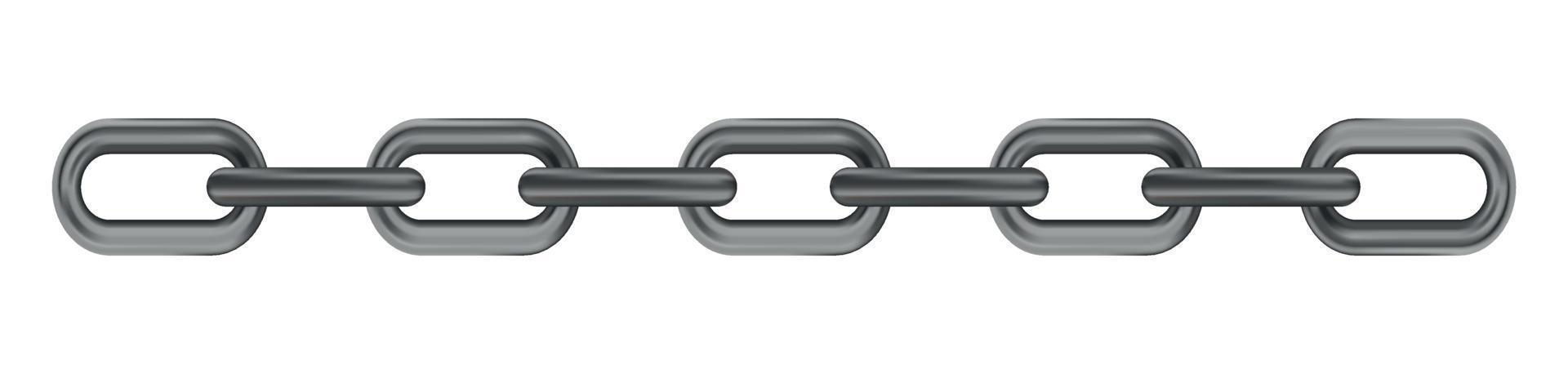 Metal realistic black chain on white panoramic background - Vector