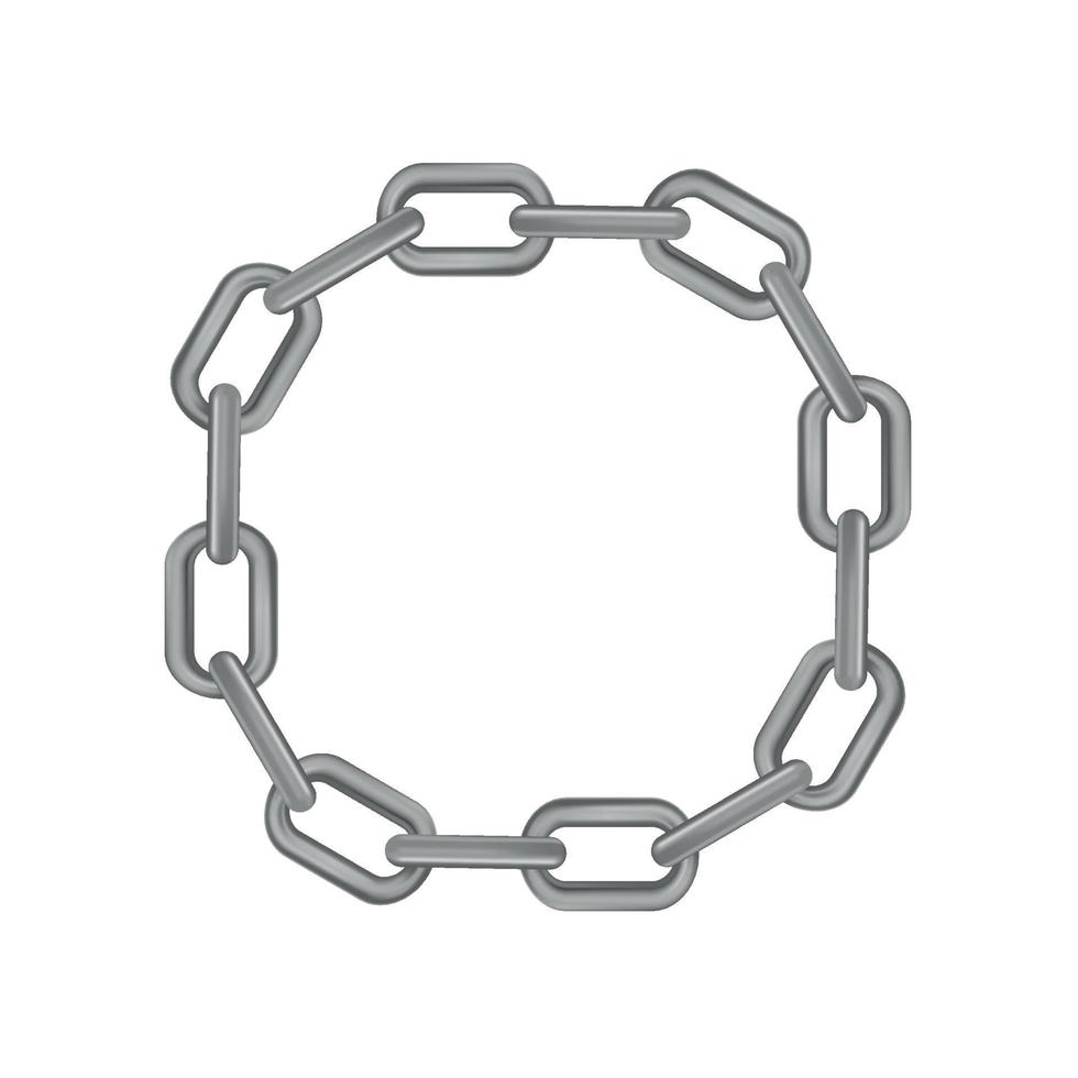 Metal realistic silver chain on white panoramic background - Vector