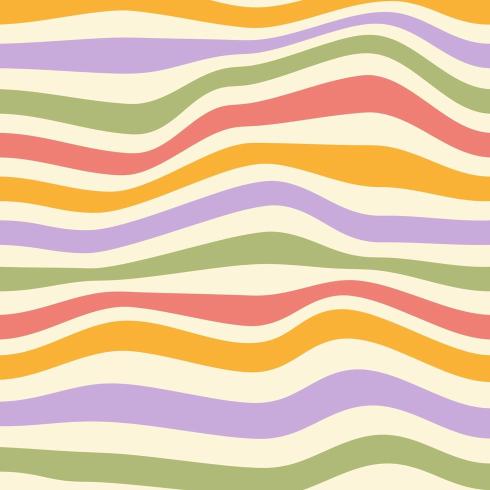 Wavy stripes background. Abstract geometric texture. Colorful wavy distorted stripes on a beige background. Pastel colors. Vector illustration