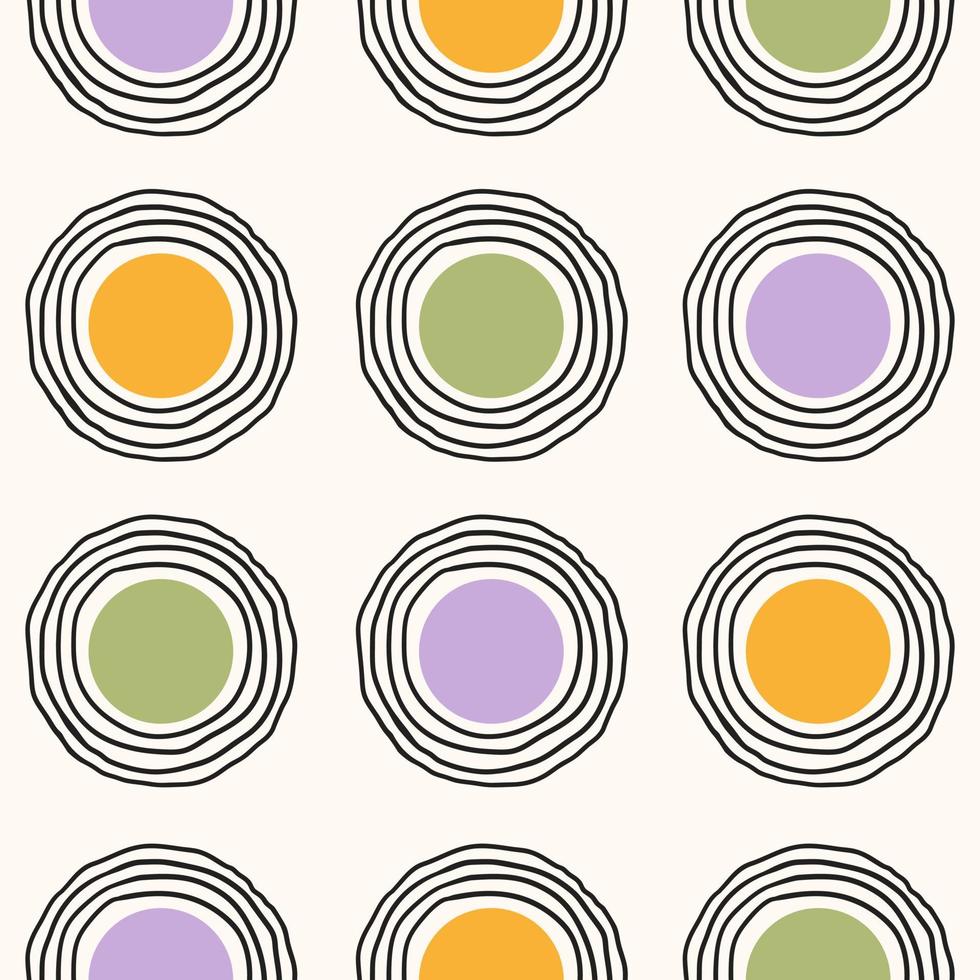 Abstract seamless pattern with linear and geometric circles on a light background. Vector illustration