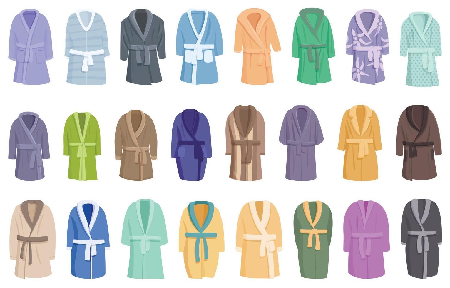 Dressing gown icons set cartoon vector. Satin robe vector