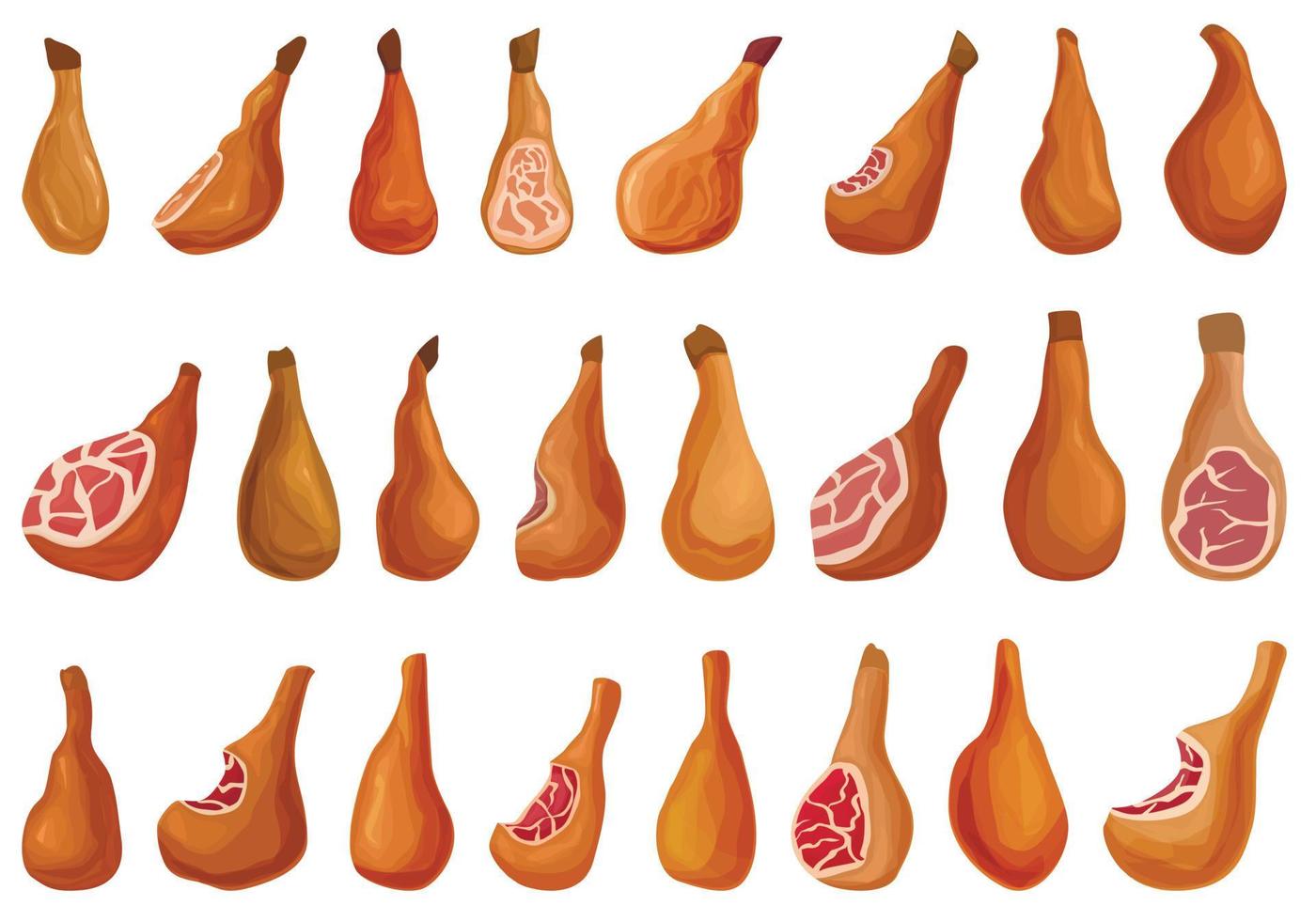 Jamon icons set cartoon vector. Ham food vector