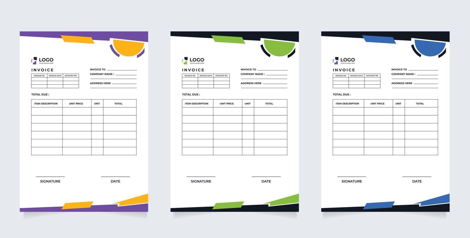 Invoice Layout Template Paper Sheet Include of Accounting, Price, Tax and Quantity vector