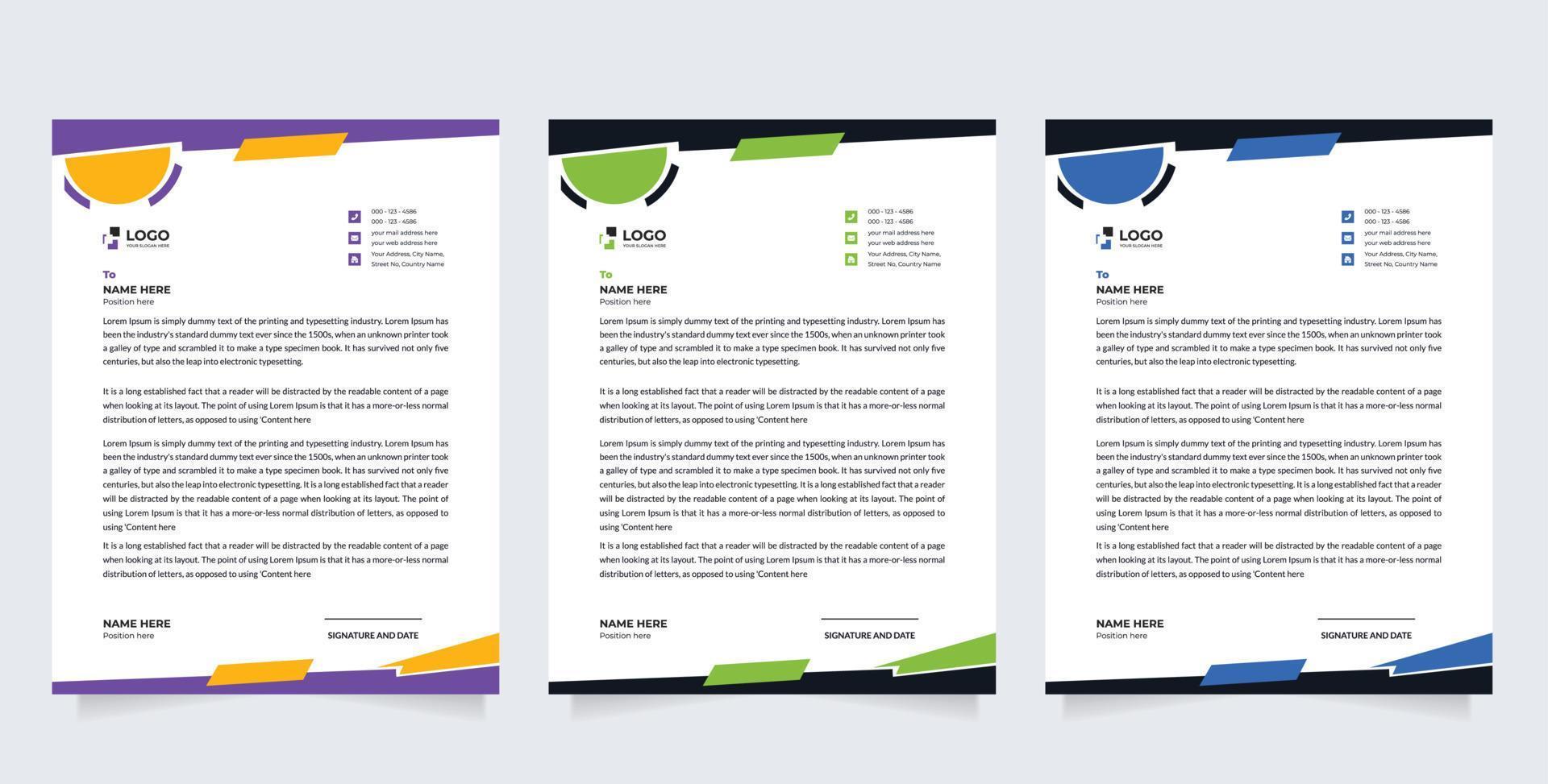 Abtract Letterhead Design Modern Business Letterhead Design Template vector