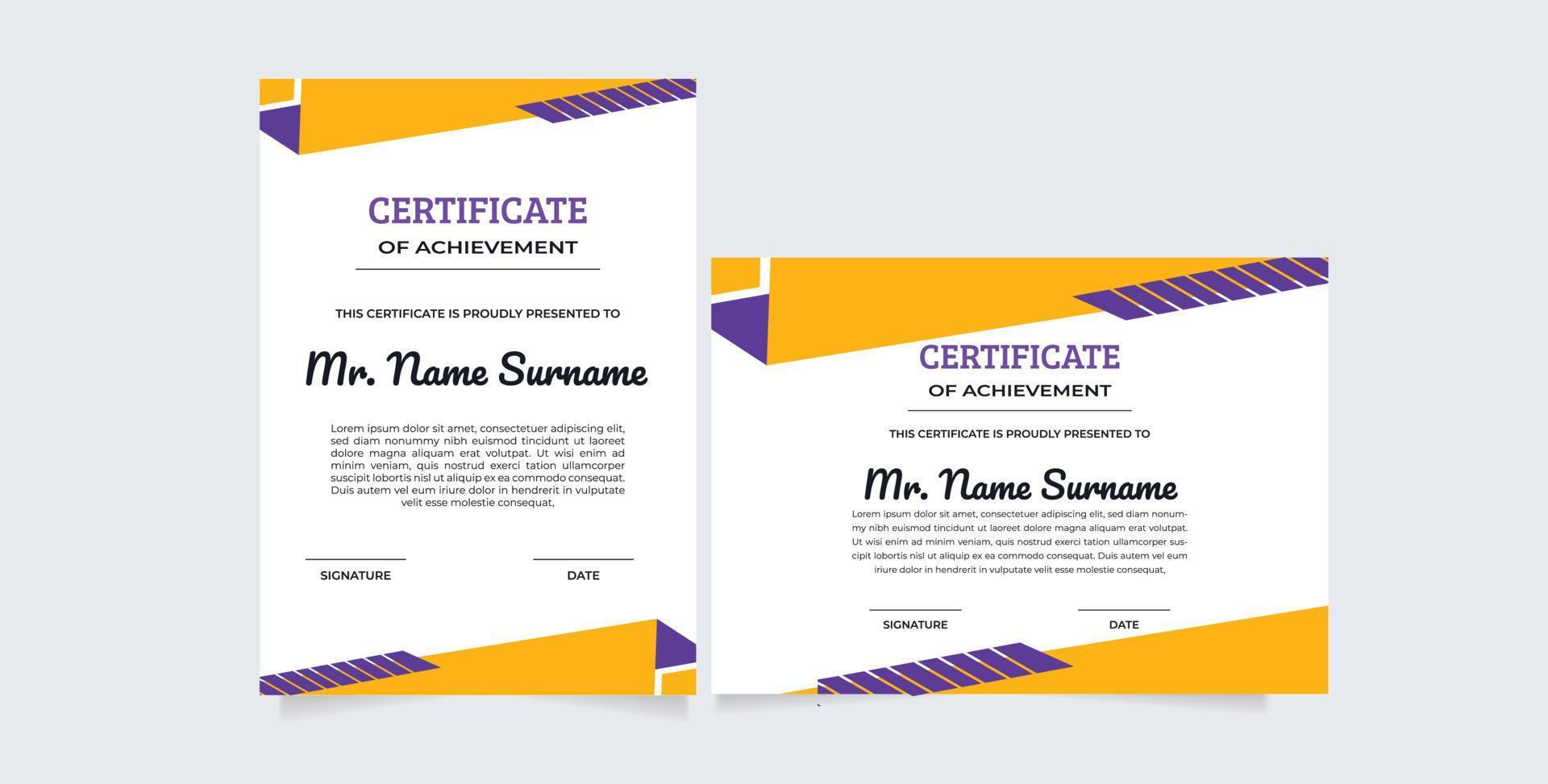 Certificate of appreciation template, gold and blue color. Clean modern certificate vector