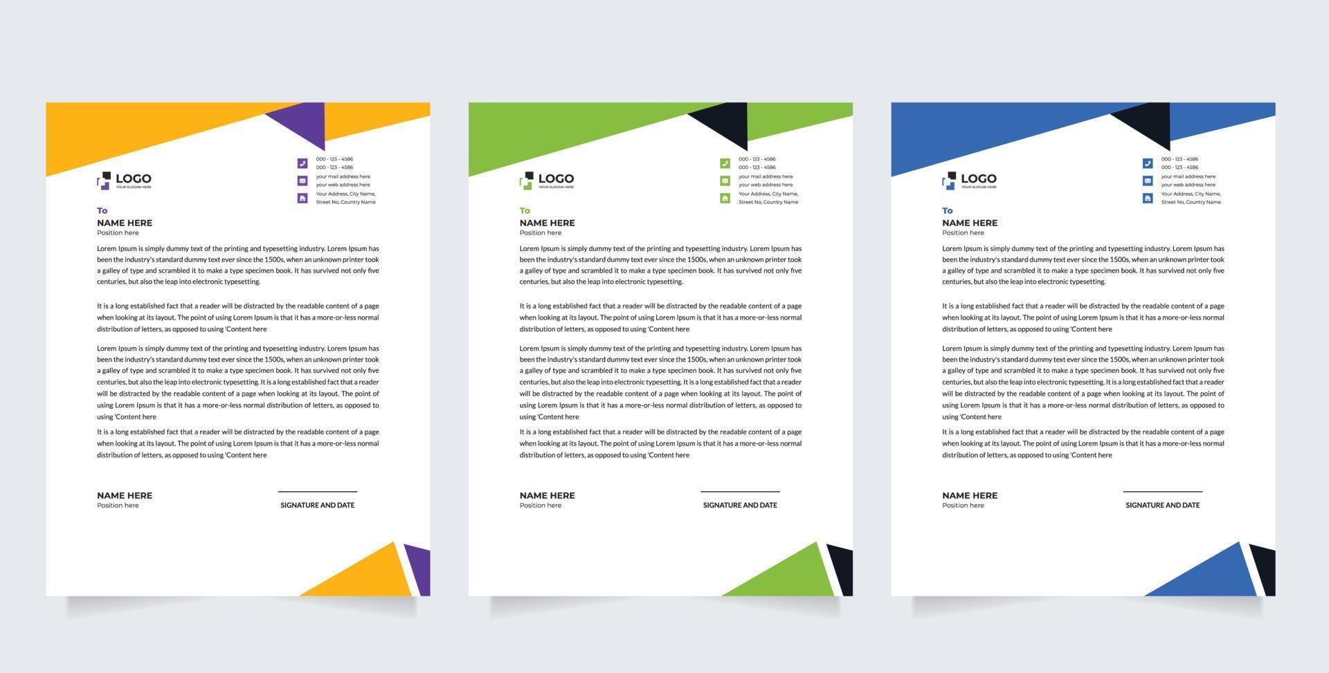 Multipurpose corporate businesses template with a4 size. a stationery item with modern letterhead vector