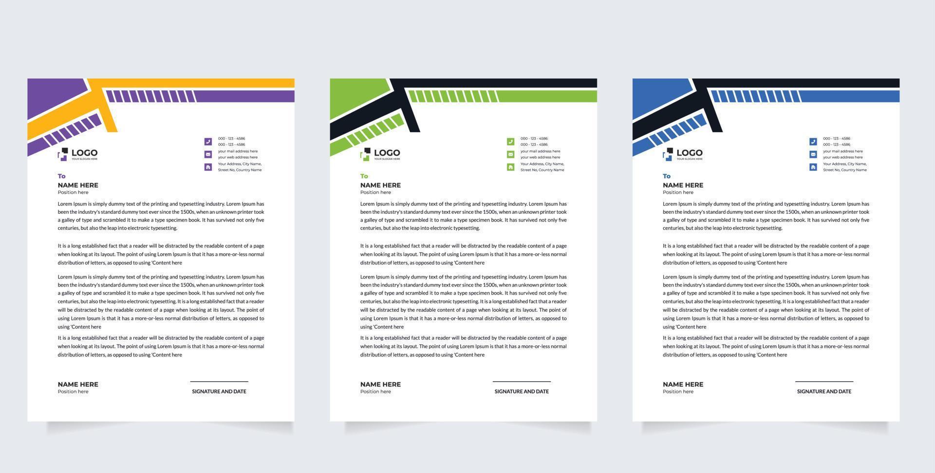 modern abstract letterhead design with clean modern business letterhead template design vector