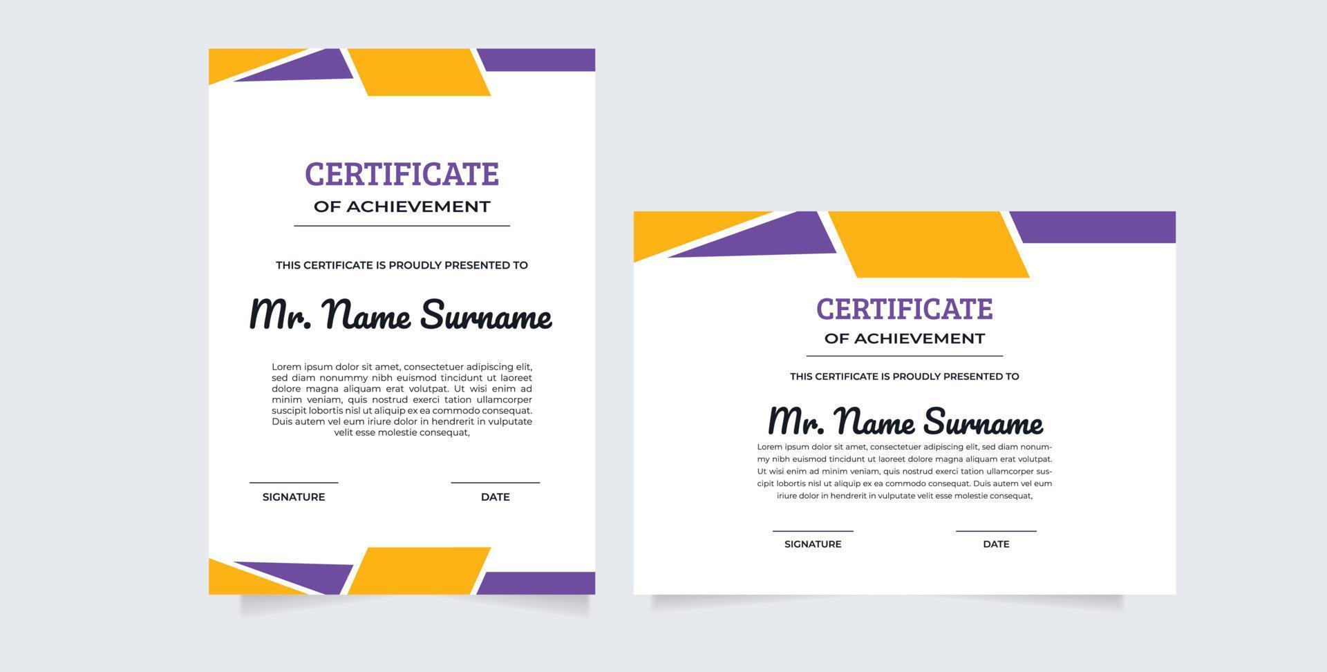 Certificate Award Design Template. Clean modern certificate vector