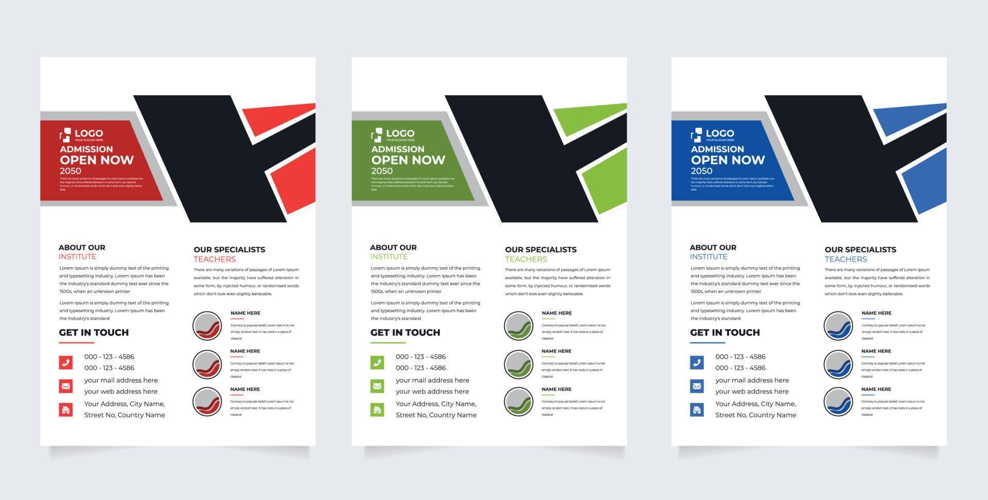 Flyer brochure cover template for Kids back to school education admission layout design vector