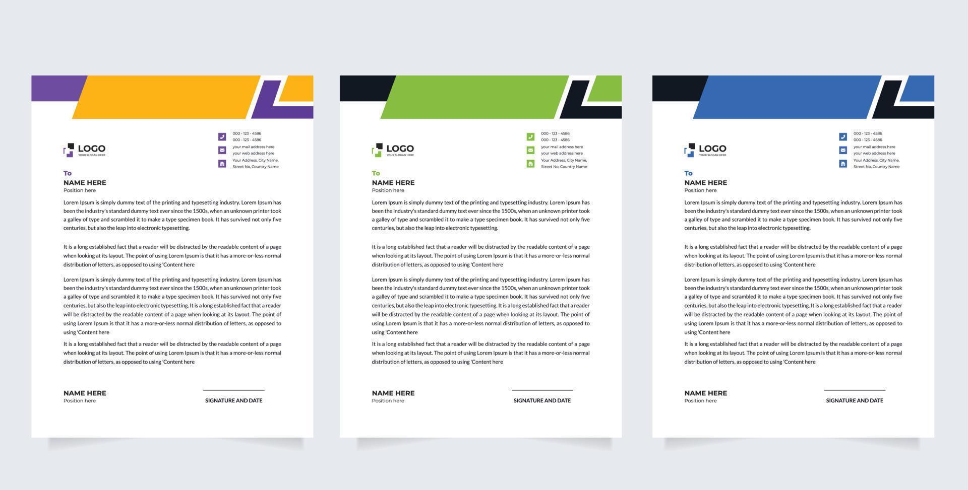 Multipurpose corporate businesses template with a4 size. a stationery item with modern letterhead vector