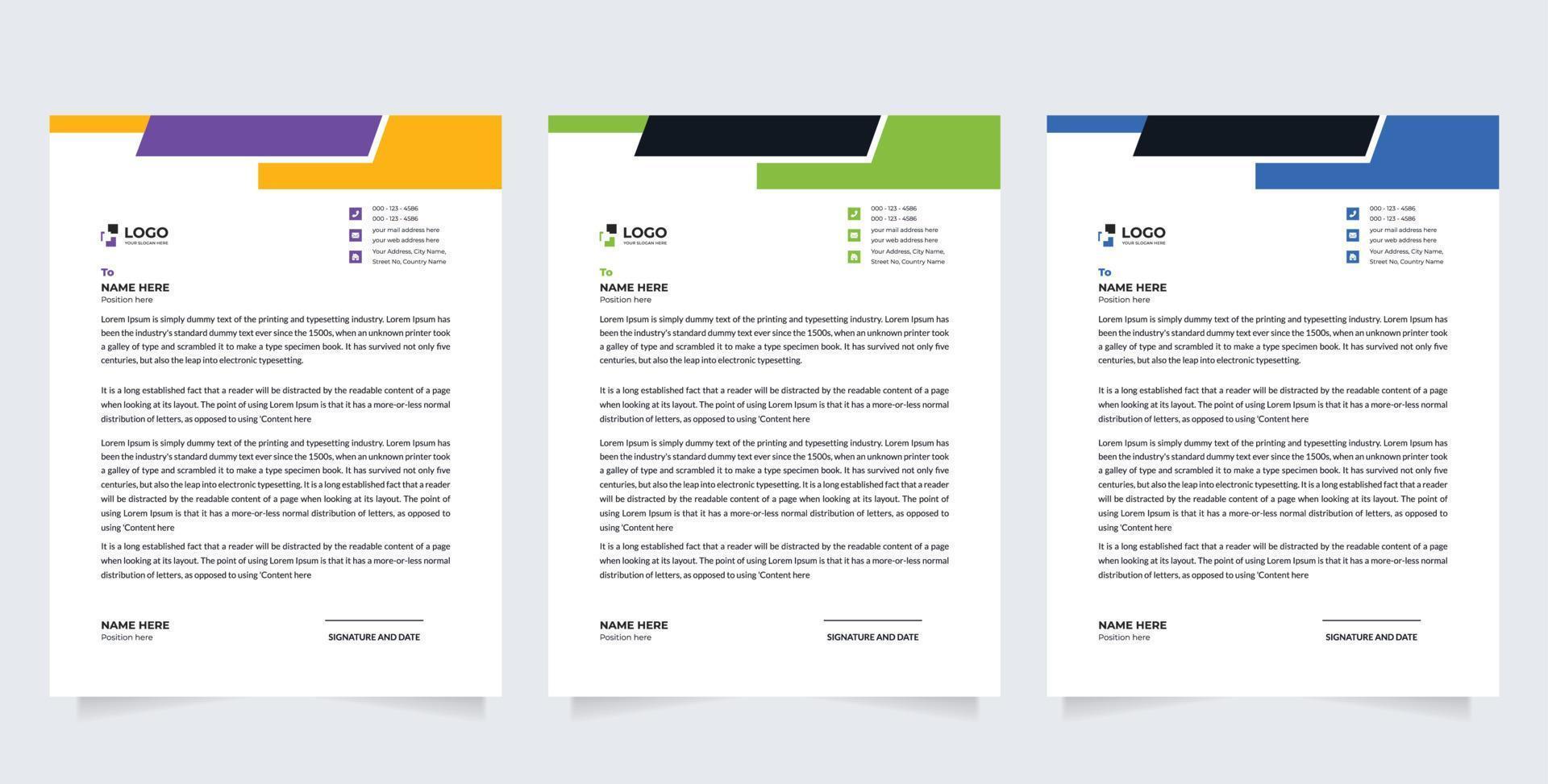 Corporate Business Letterhead, Elegant and minimalist style letterhead template design vector