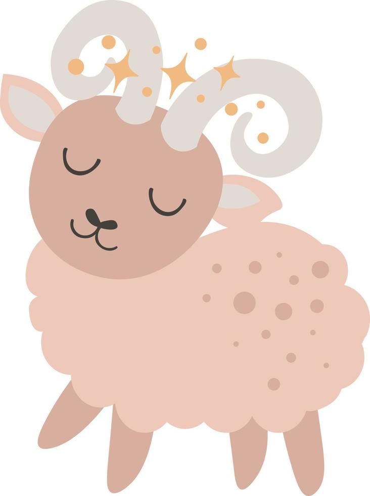 icono del horóscopo infantil. zodiaco infantil. signo del zodiaco aries ilustración. carácter de símbolo de horóscopo astrológico para niños. ilustración vectorial aislada en un fondo blanco. vector