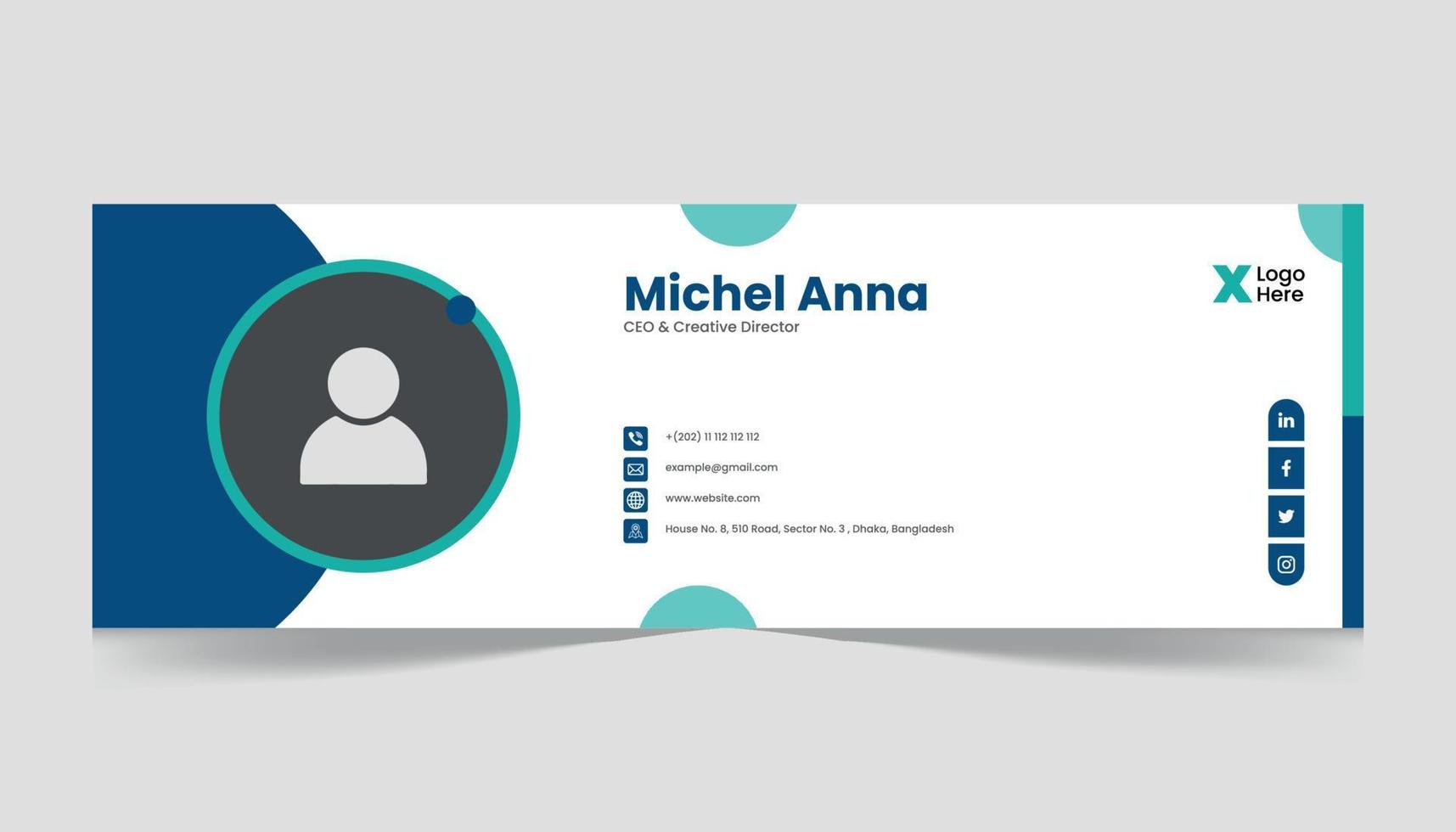 Email signature template design or personal social media cover template vector