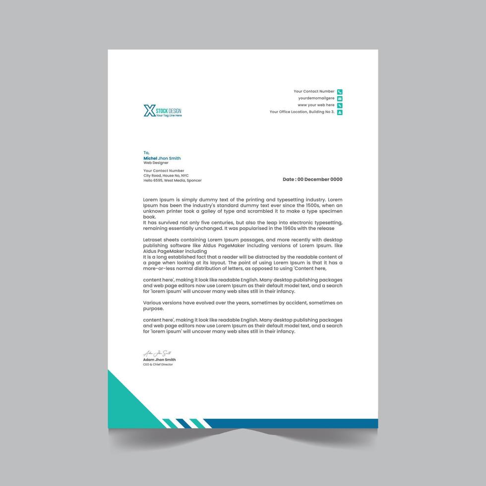 Professional creative letterhead template design for your business vector