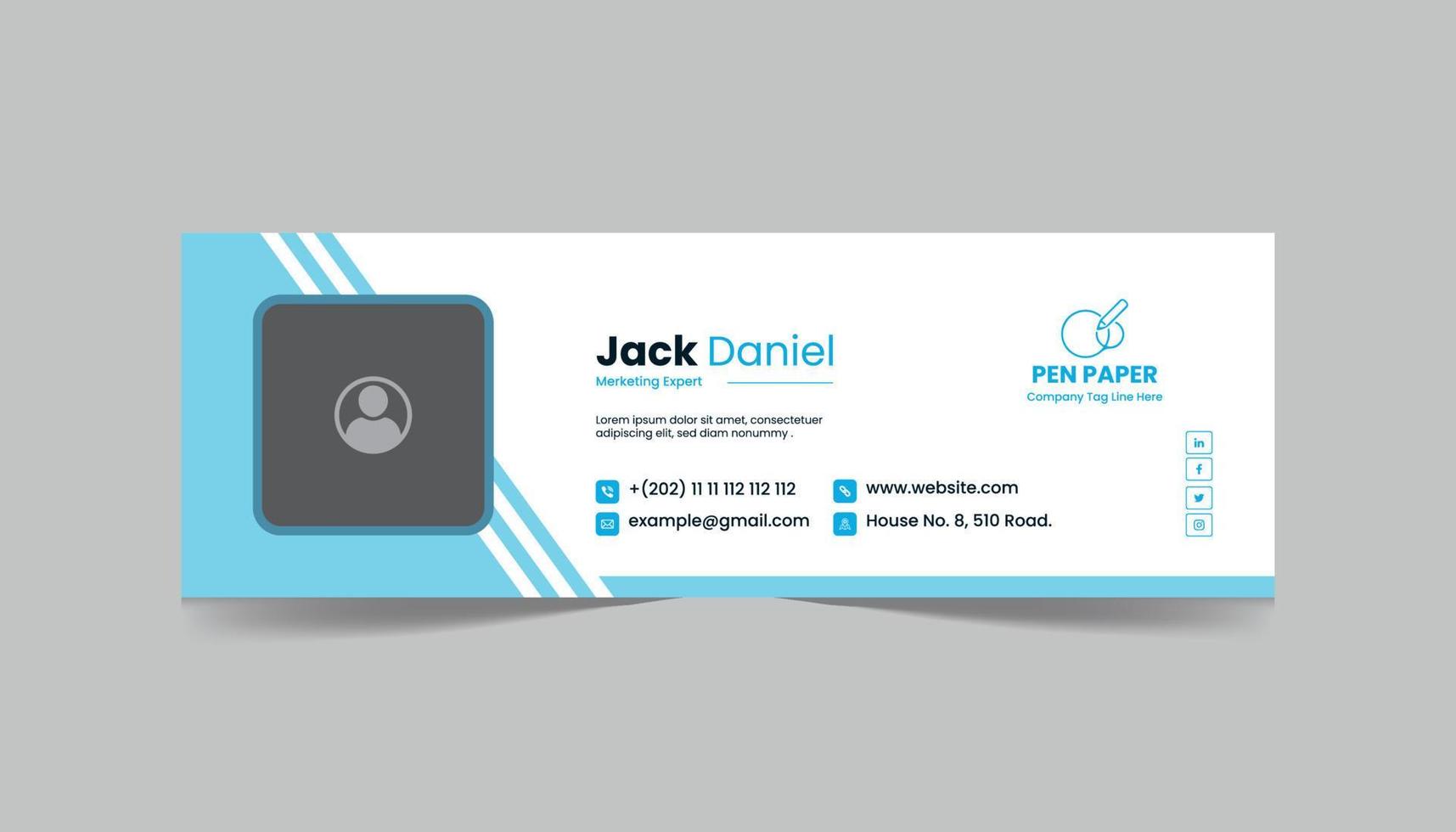 Email signature template design or personal social media cover template vector