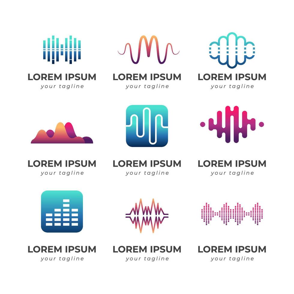 Sound Wave Logo Set vector