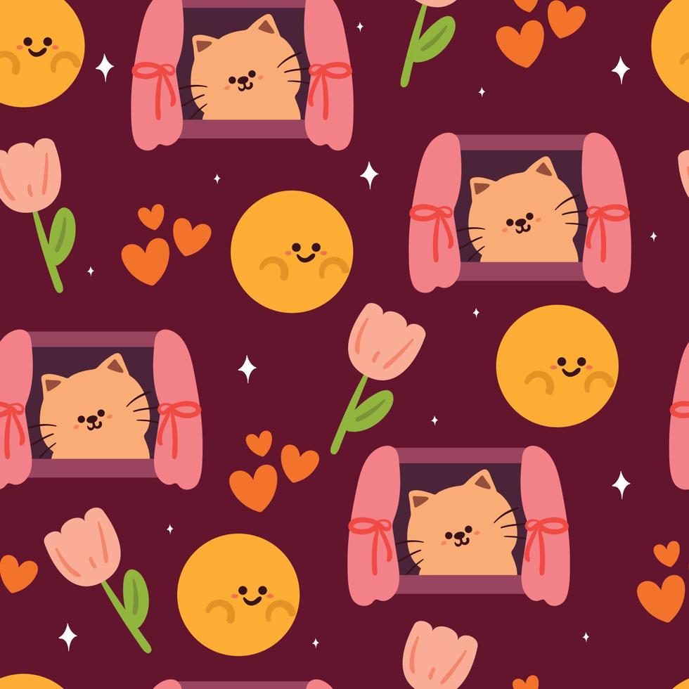 seamless pattern cartoon cat. cute animal wallpaper for textile, gift