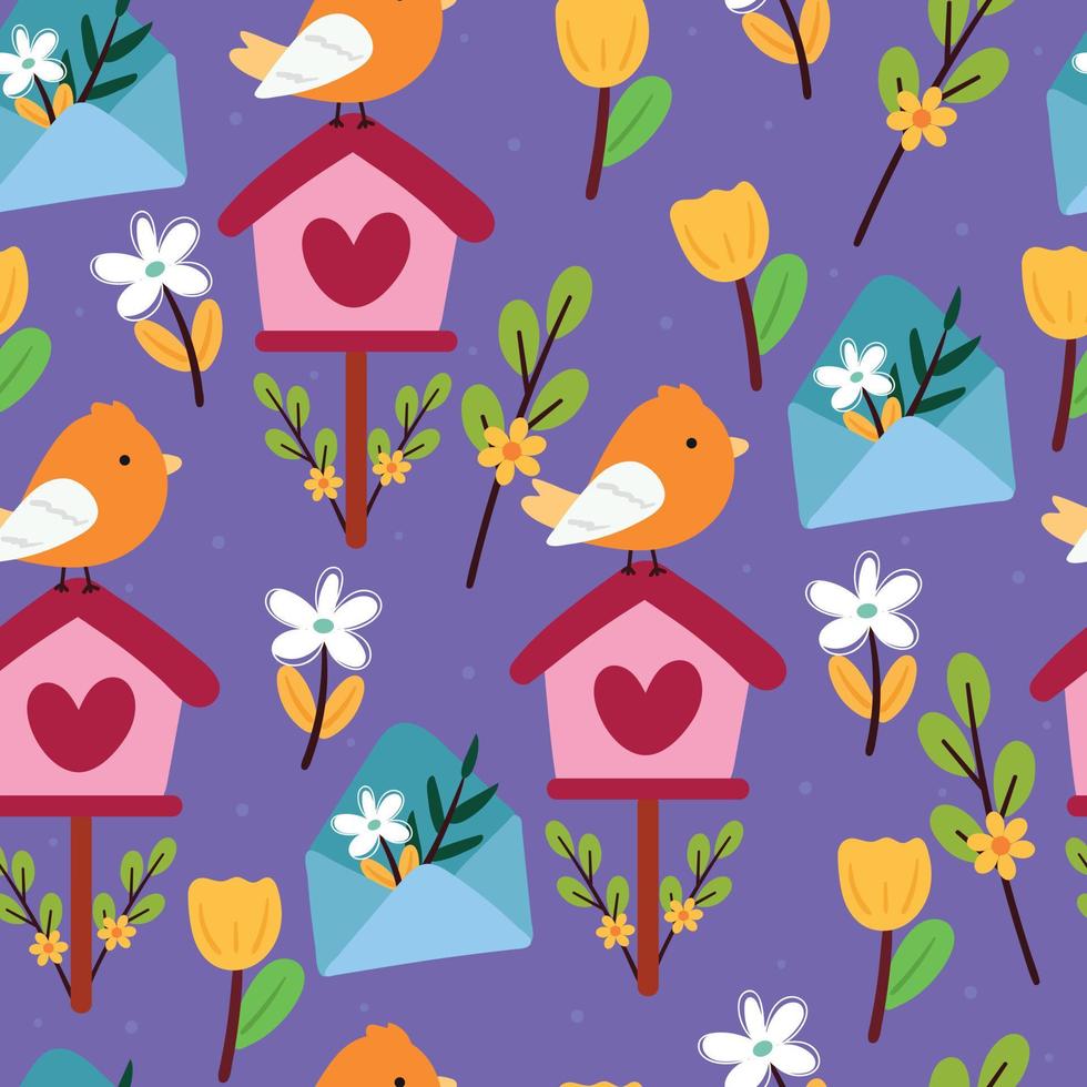 seamless pattern cartoon bird. cute animal wallpaper for gift wrap paper vector