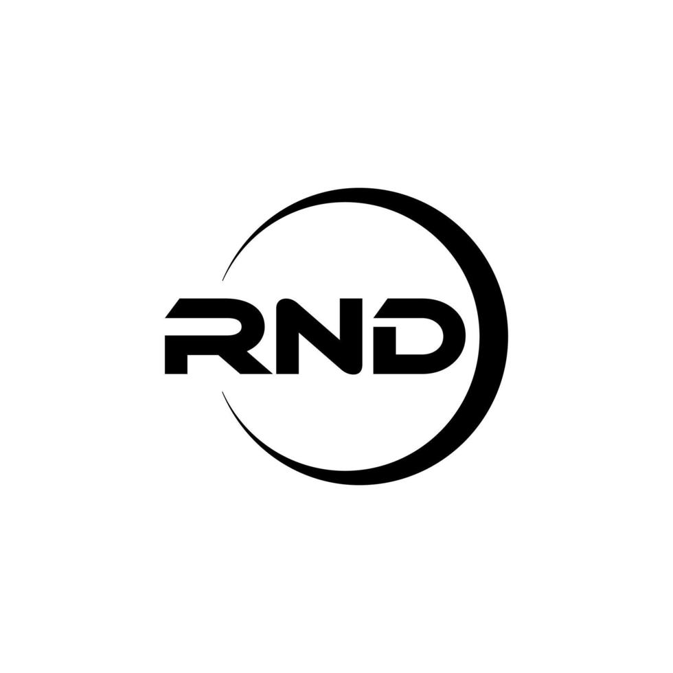 RND letter logo design in illustration. Vector logo, calligraphy designs for logo, Poster, Invitation, etc.
