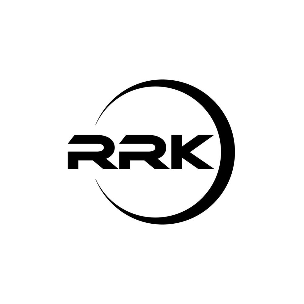 RRK letter logo design in illustration. Vector logo, calligraphy designs for logo, Poster, Invitation, etc.