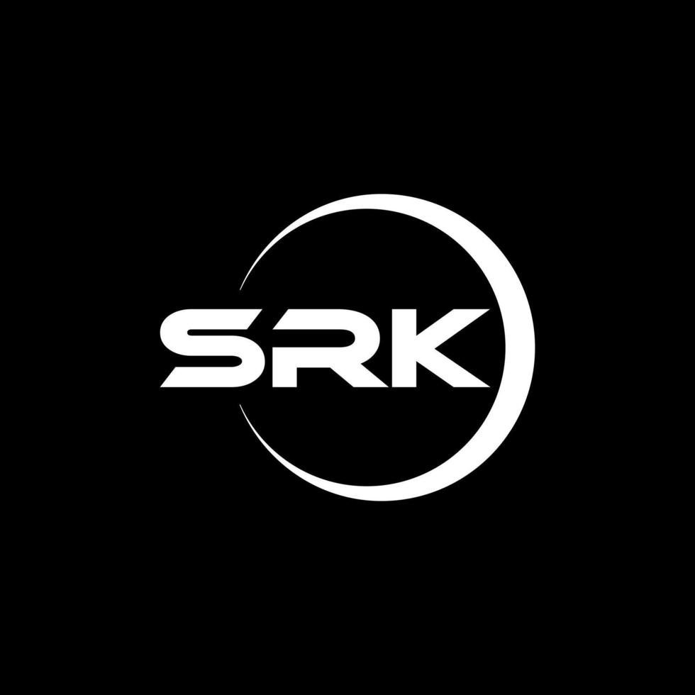 SRK letter logo design with black background in illustrator. Vector logo, calligraphy designs for logo, Poster, Invitation, etc.