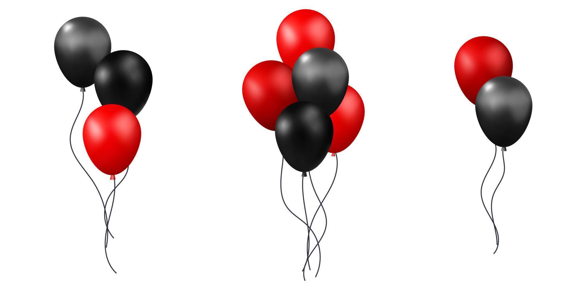 3d vector conjunto de jugoso colorido realista render viernes negro y diseño de globos de aire de cumpleaños