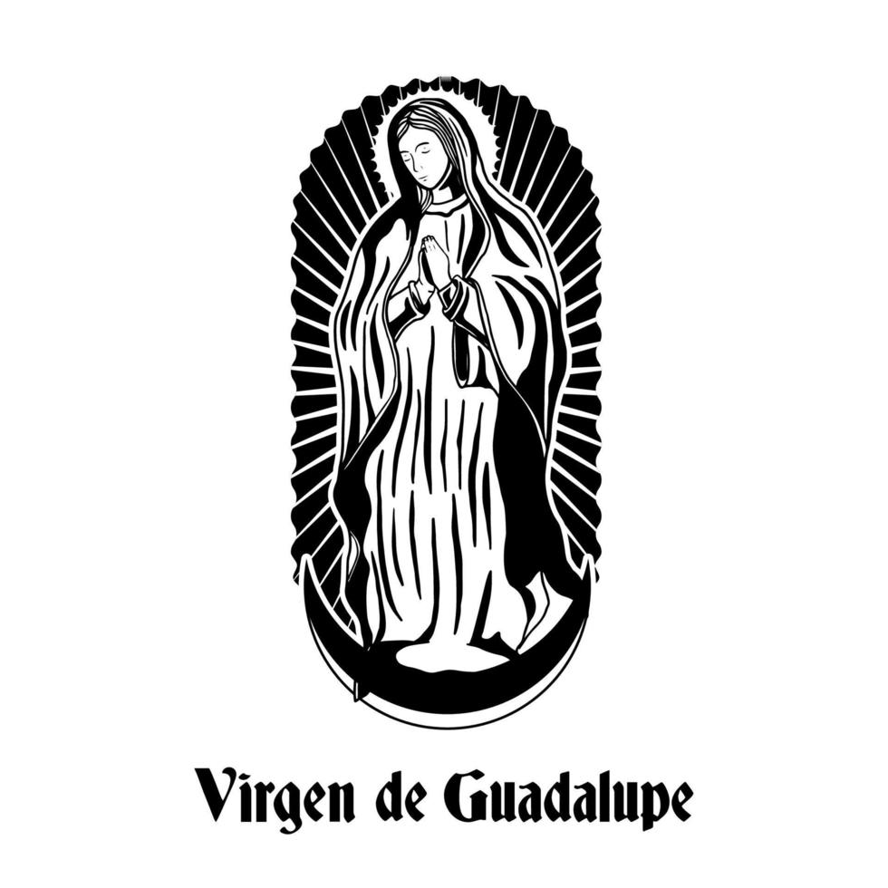 hand drawn virgen de guadalupe illustration vector