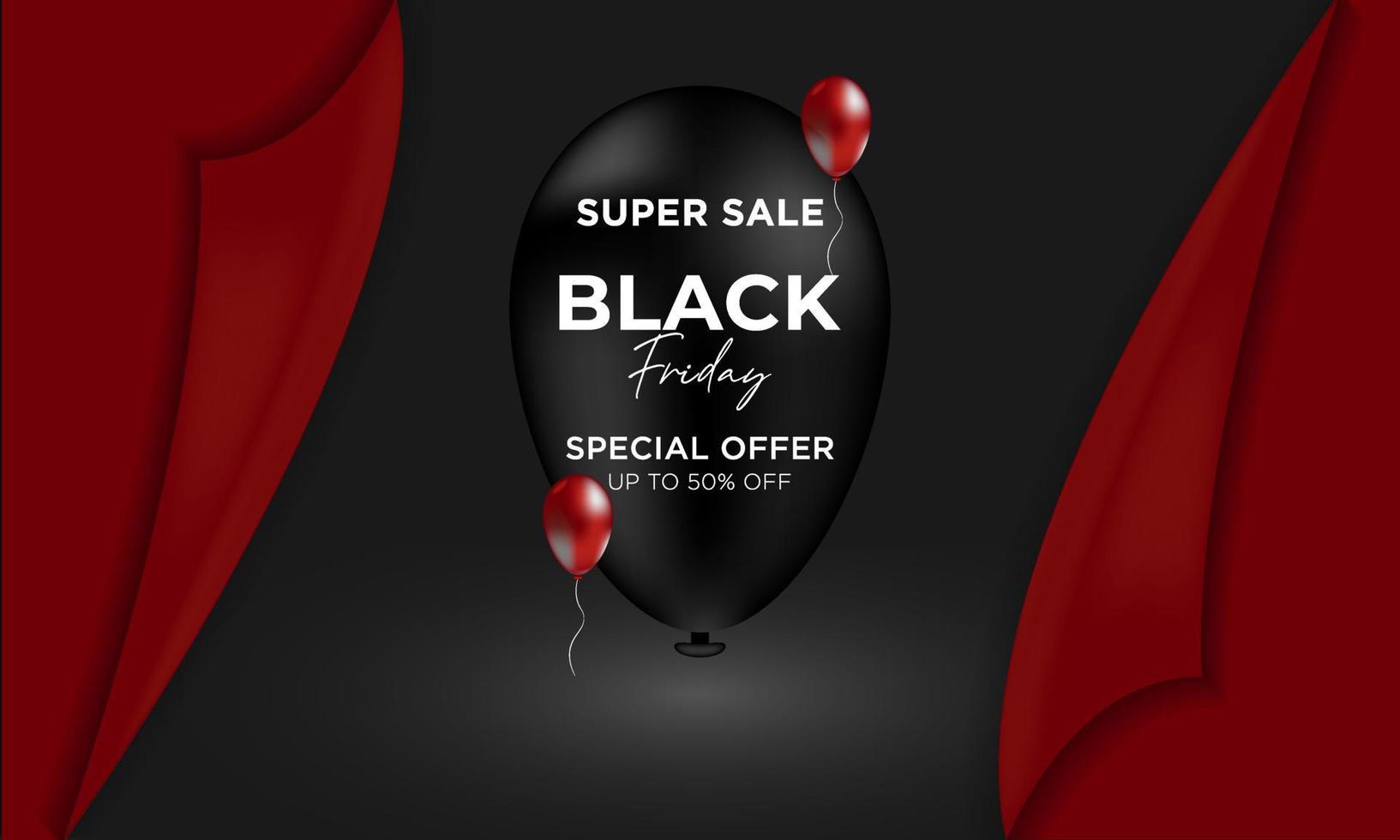 Black Friday Sale Inscription Banner Design Template with balloons vector