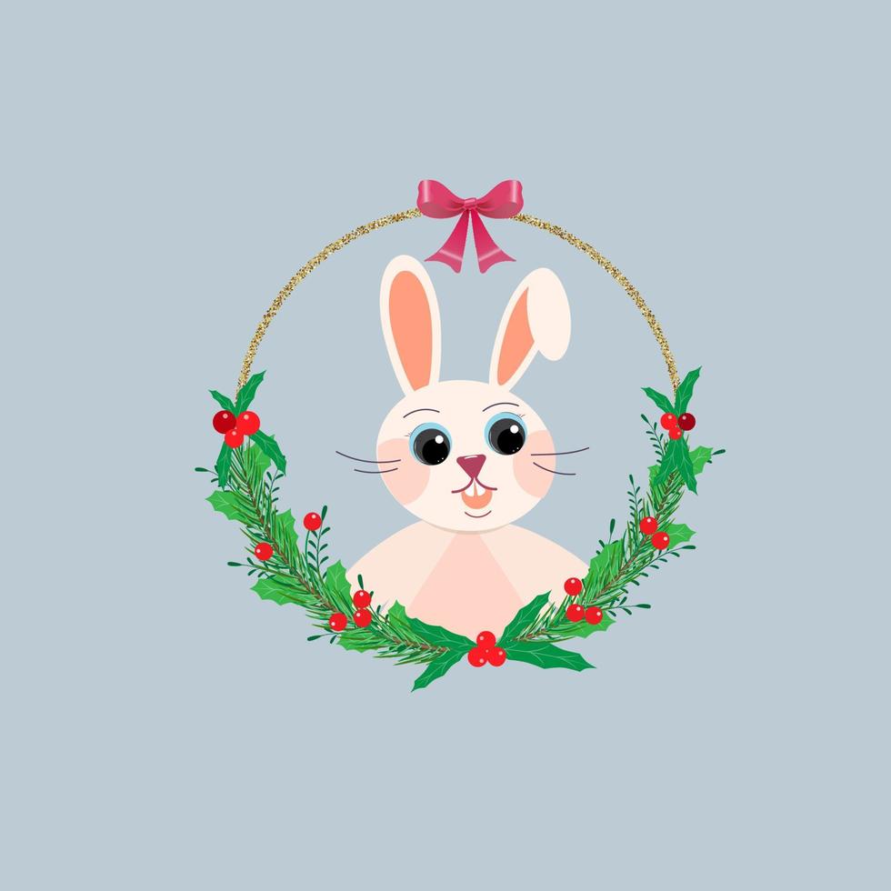 rabbit symbol of the year in a frame241022 vector