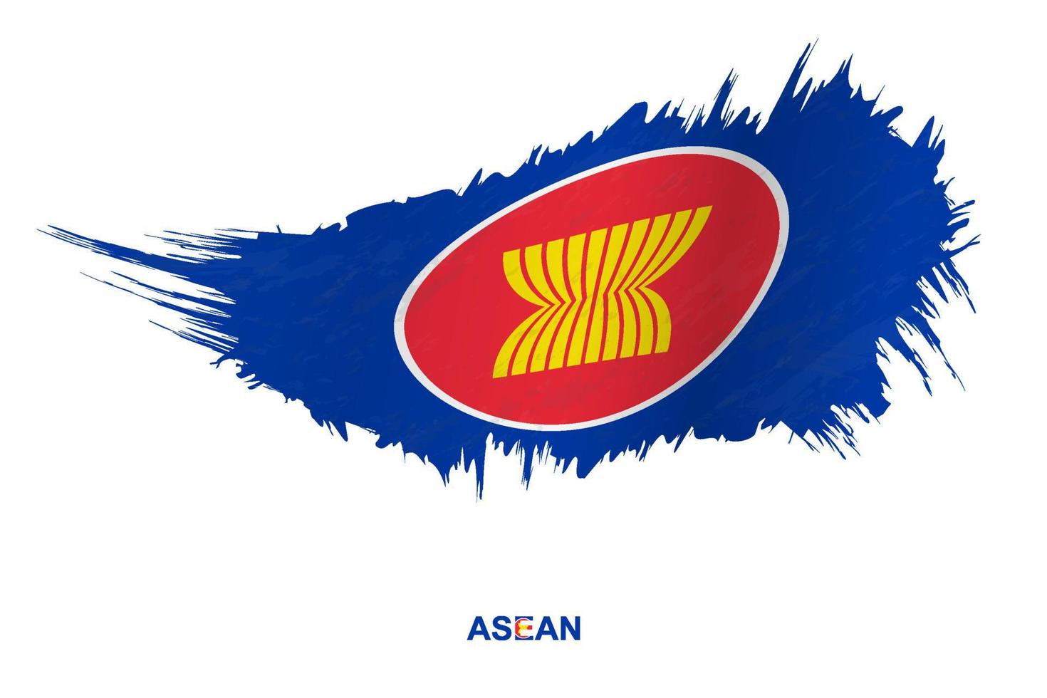 Flag of ASEAN in grunge style with waving effect. vector